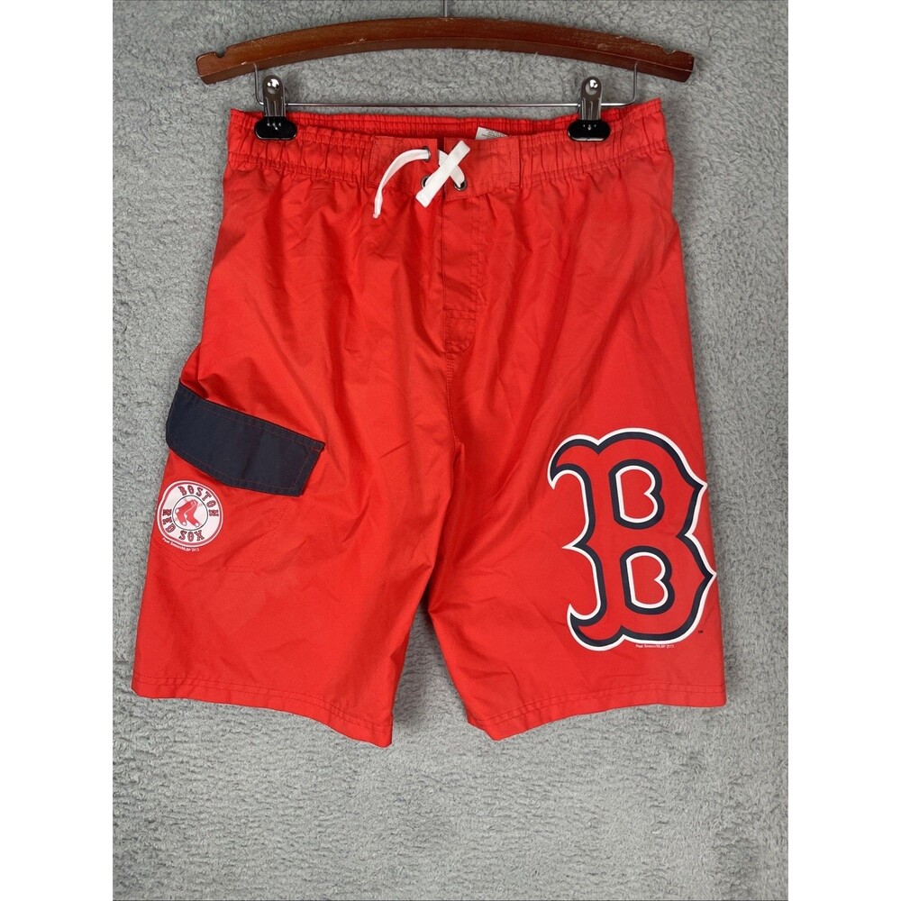 MLB Boston Red Sox Logo Swim Trunk Shorts Cargo Boys 18/20 XL Red NWOT